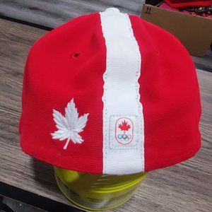 Canadian Olympic logo red  with white striped flex-fit hat / cap